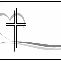 Symbol krzyża i serca, często używany w aktualnych nekrologach Krosno.