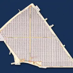 Mapa cmentarz bródnowski wyszukiwarka. Siatka kwater i alejek z numeracją.