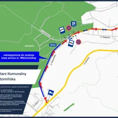 Mapa Gdyni: gdyński cmentarz komunalny w Kosakowie przy ul. Witomińskiej. Wskazówki dojazdu, parkingi i objazdy.
